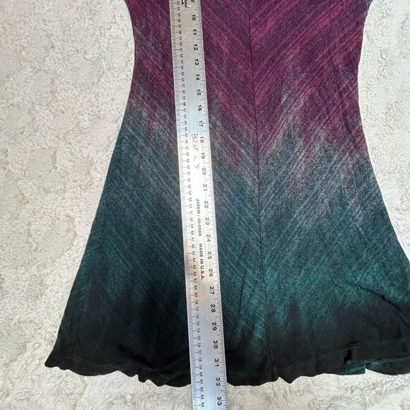Art of Cloth Women's V-neck Long Dress XS Purple Blue Zigzag Pattern Long Sleeve - Picture 5 of 9